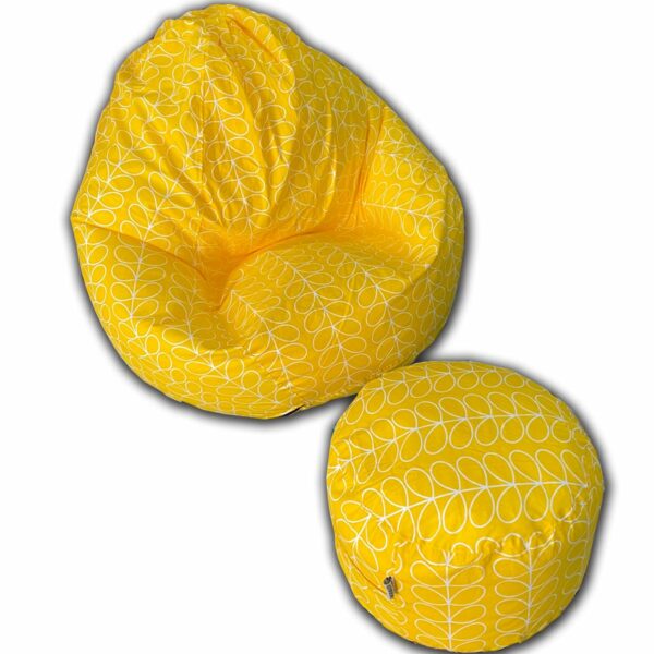 Ghế Lười Giọt Nước Size M Hoạ Tiết Cotton Vàng Kèm Đôn Ghế lười cao cấp goiluoi.com