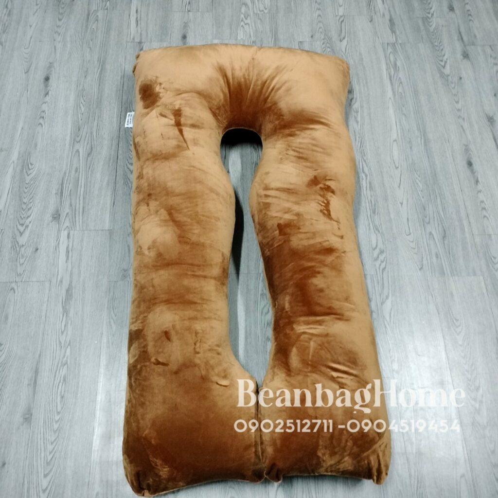 Ghế Lười Bean Bag Home goi-U-bau-nhung-nau4-1024x1024 Gối bầu chữ U - nhung màu nâu  